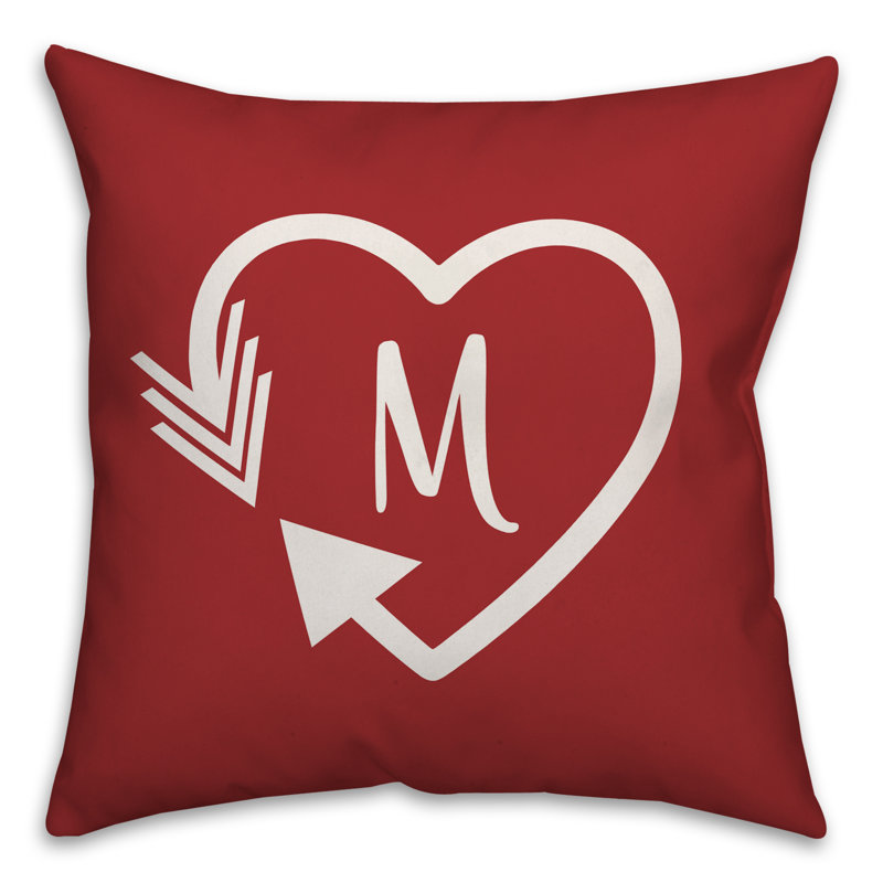 Housse et insert de coussin carré extérieur Heart Monogram, M
