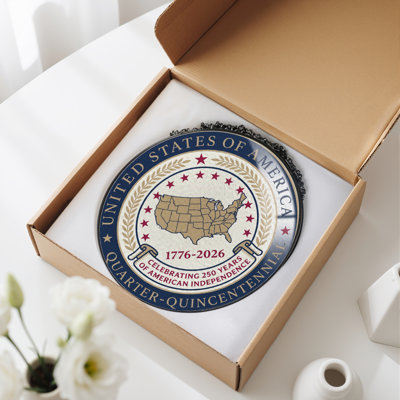 Panneau de fenêtre en verre pour décoration intérieure H 12 "United States USA 250th Anniversary
