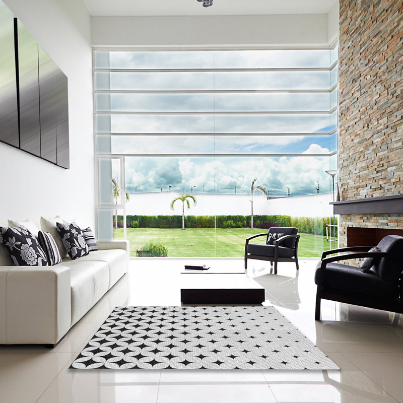 Tapis géométrique gris, Carré 3 pi