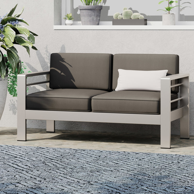 Patio avec structure en aluminium - Eau kaki - Coussin de siège de 49,50 po et accoudoir de 24,02 po de hauteur requis