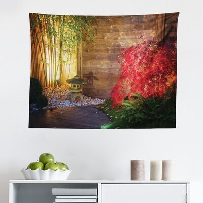 Garden Tapestry, Japanese Stone Lantern And Red Maple Tree In An Autumnal Garden Bamboo Trees, Fabric Wall Hanging Decor For Bedroom Living Room Dorm, -  East Urban Home, E7261BC6486242E594E7F7162BFC0ED2