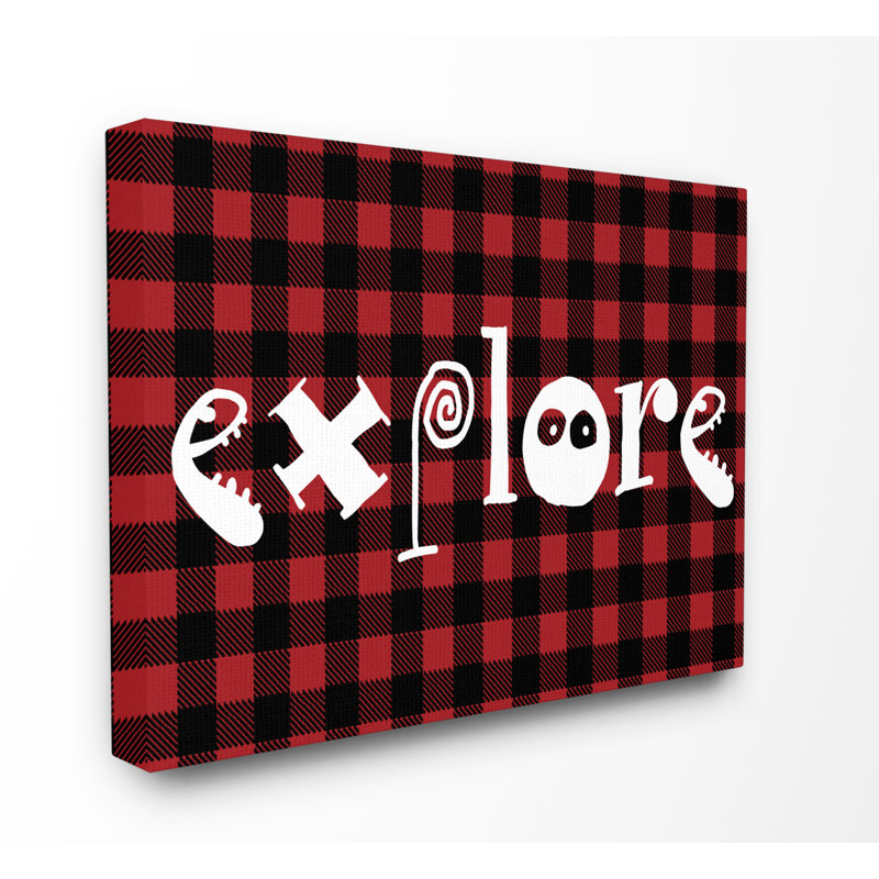 « explore », impression sur motif écossais, H 16 po x l 20 po, Toile tendue