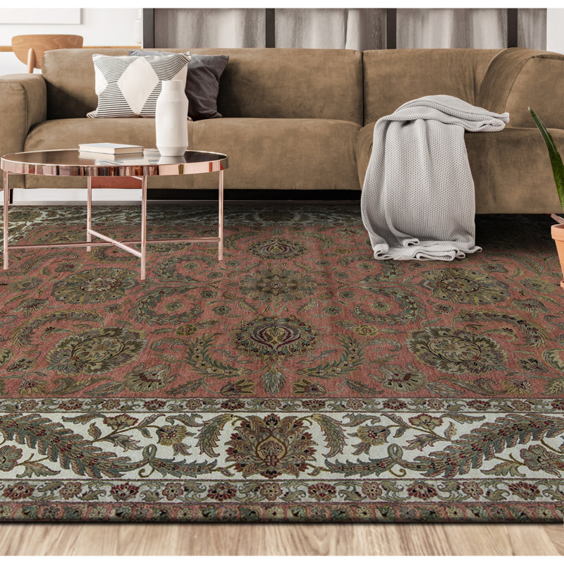 Tapis rouille et ivoire de haute qualité noué à la main