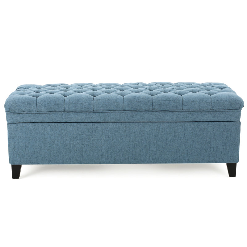 Blue Fabric With Abundant Space And Birch Legs - 51.43D X 20.16W 18.30H For Home Fashionable Storage Living Room Accessory
