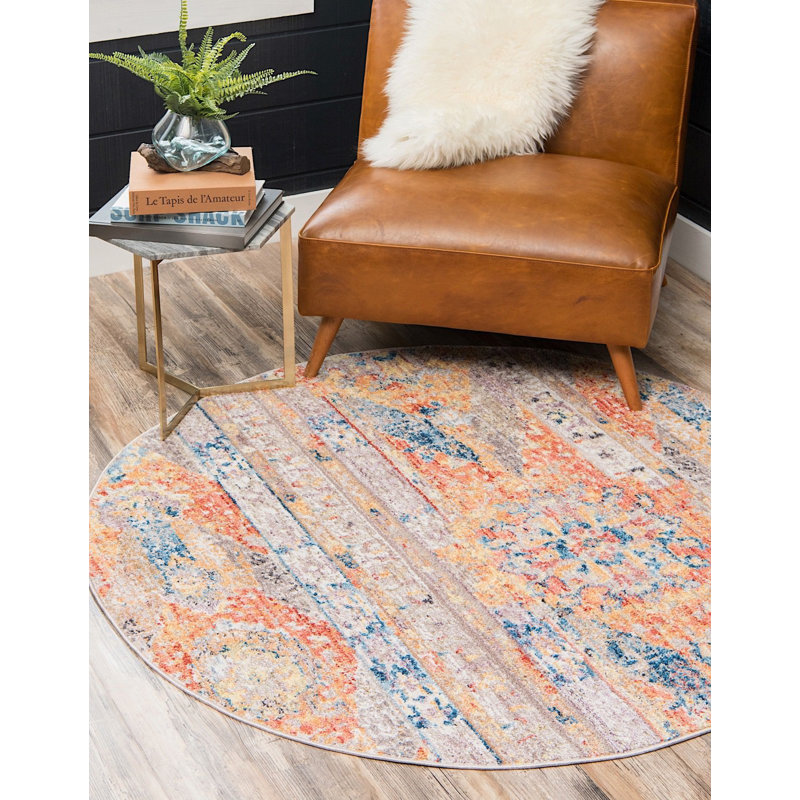 Geometric Indoor Rug, Round 3'3"
