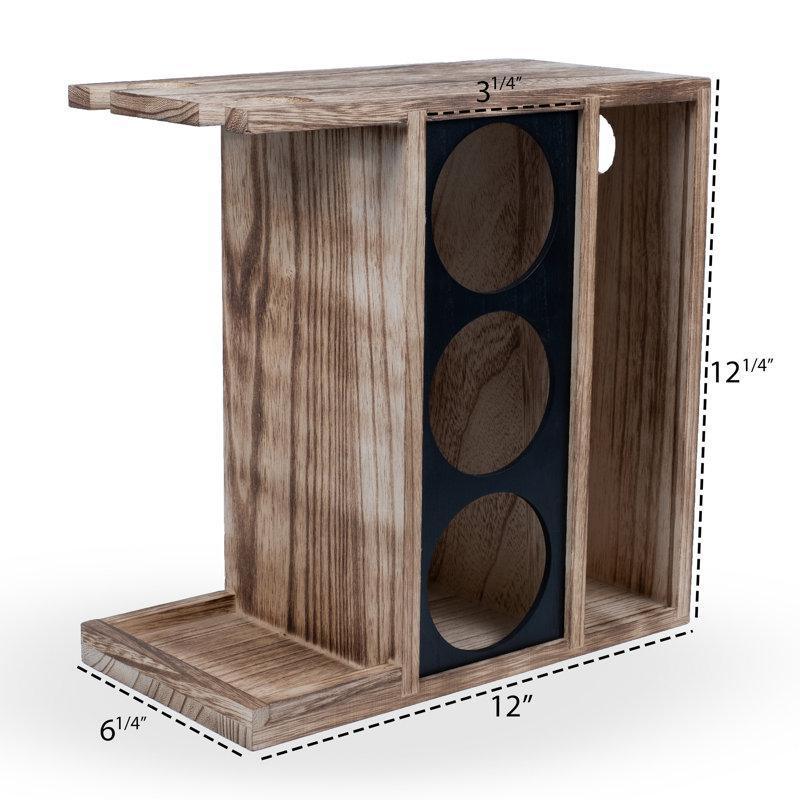 Support à vin de table pour 3 bouteilles Loon Peak® Rupendra avec 2 porte-verres à pied et rangement en…