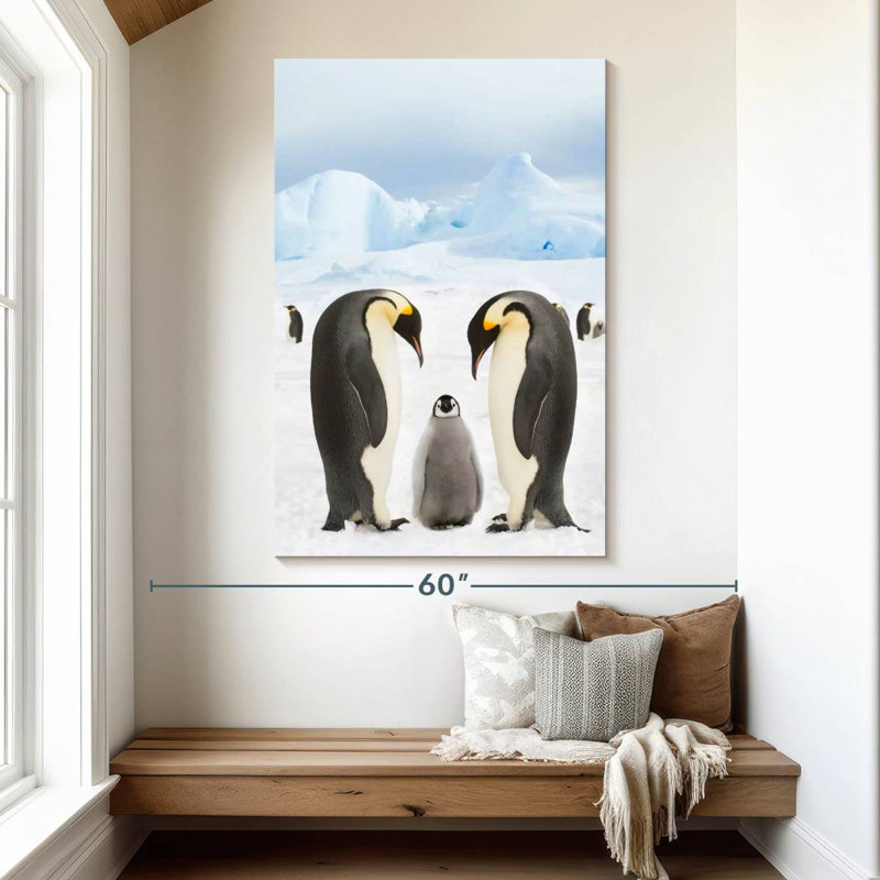 Famille de pingouins I, H 51 po x l 34 po