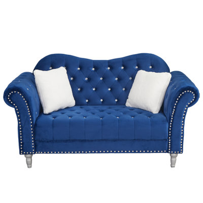 Causeuse rembourrée moderne en velours 65 po 65 po - 2 places avec 2 coussins gratuits