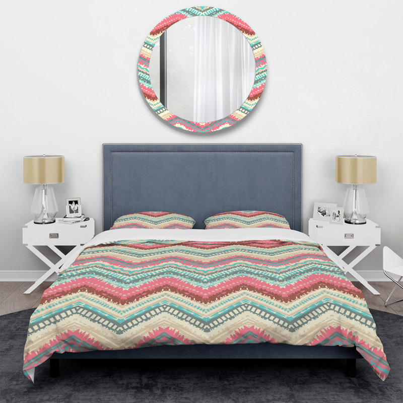 Ensemble de housse de couette en microfibre gris / bleu / rose 3 pièces, Housse de couette pour très grand lit et 2 très