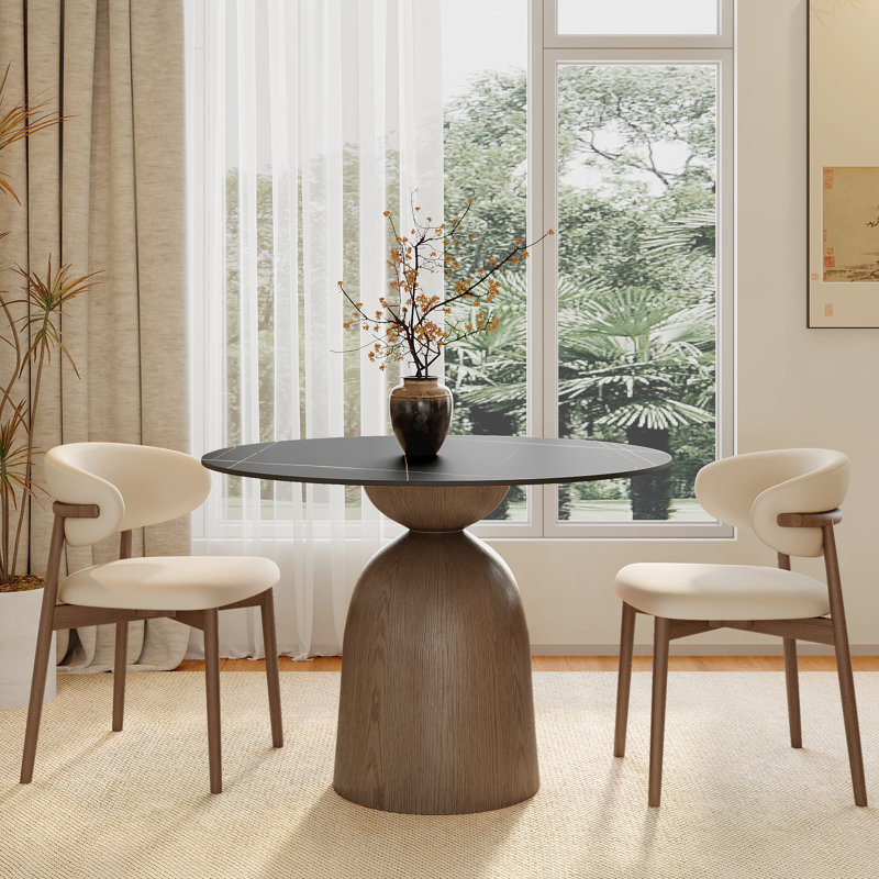 Table de salle à manger déjeuner 43 ", H 29,52 po x L 39,37 po x l 39,37 po, Black, Dark Walnut