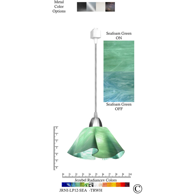 Luminaire suspendu 1 lumière Sapin Lily, Petit, Vert écume de mer, Nickel