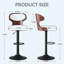 Ensemble de 2 tabourets de bar pivotants réglables de 24,5 à 33,5 po, structure en bois cintré avec similicuir et repose-pieds-1436287318