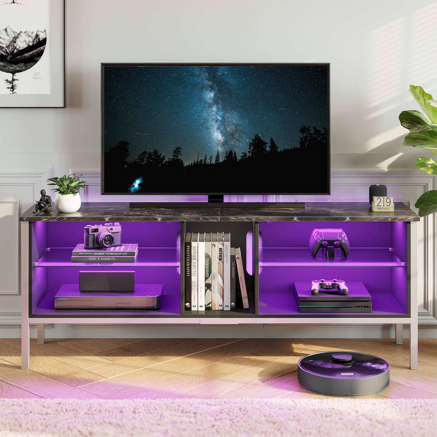 Domyhome Stand for 70 inch TV, Large Gaming Entertainment Centre with LED for Living Modern TV & Reviews | Wayfair