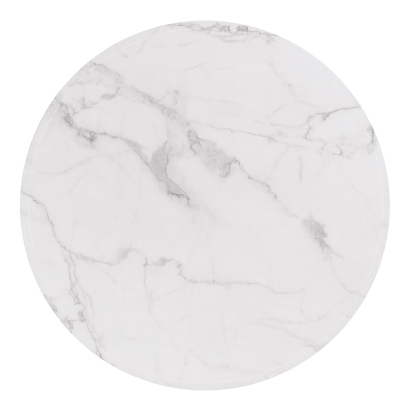 Table basse en marbre blanc avec base en acier inoxydable, Argent argent