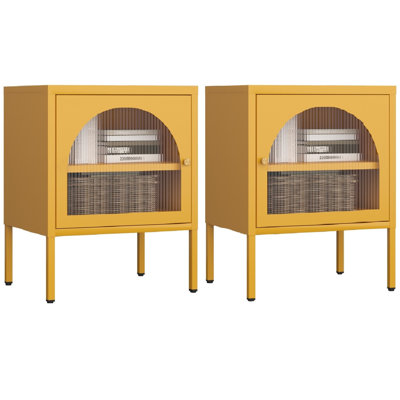 Tables de bout en métal Tables de chevet modernes Armoire de table de chevet simple Armoires de table basse Diverses tables de chevet à hauteur réglable Crème Taille: H 23,62 po x l 19,68 po x P 13,87 po