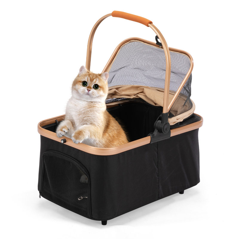 Poussette 3-en-1 à 4 roues pour animaux avec support amovible pour chiens et chats