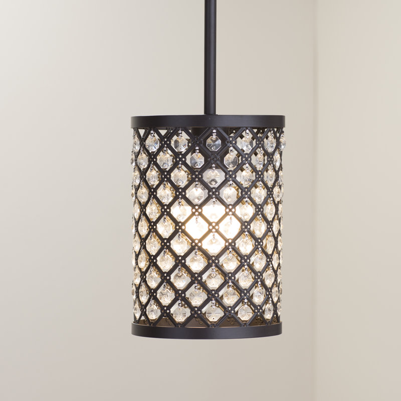 Luminaire suspendu cylindrique à 1 lumière Cassandra, Bronze huilé