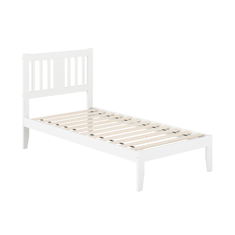 Zosia Solid Wood Slat Bed, White, Twin