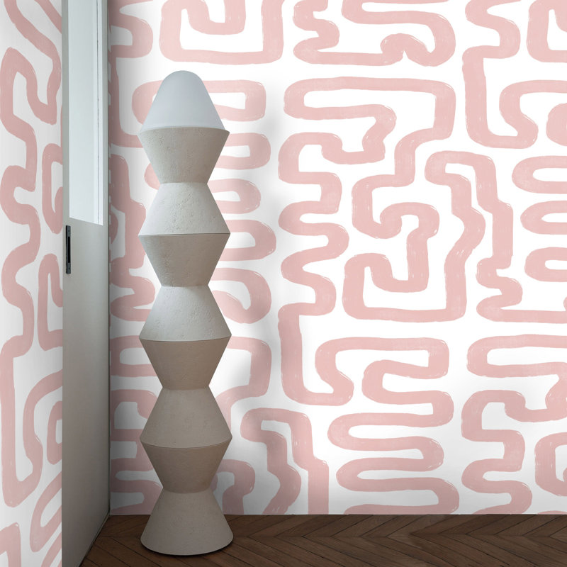 Pink Brushstroke Abstract Labyrinth Wallpaper
