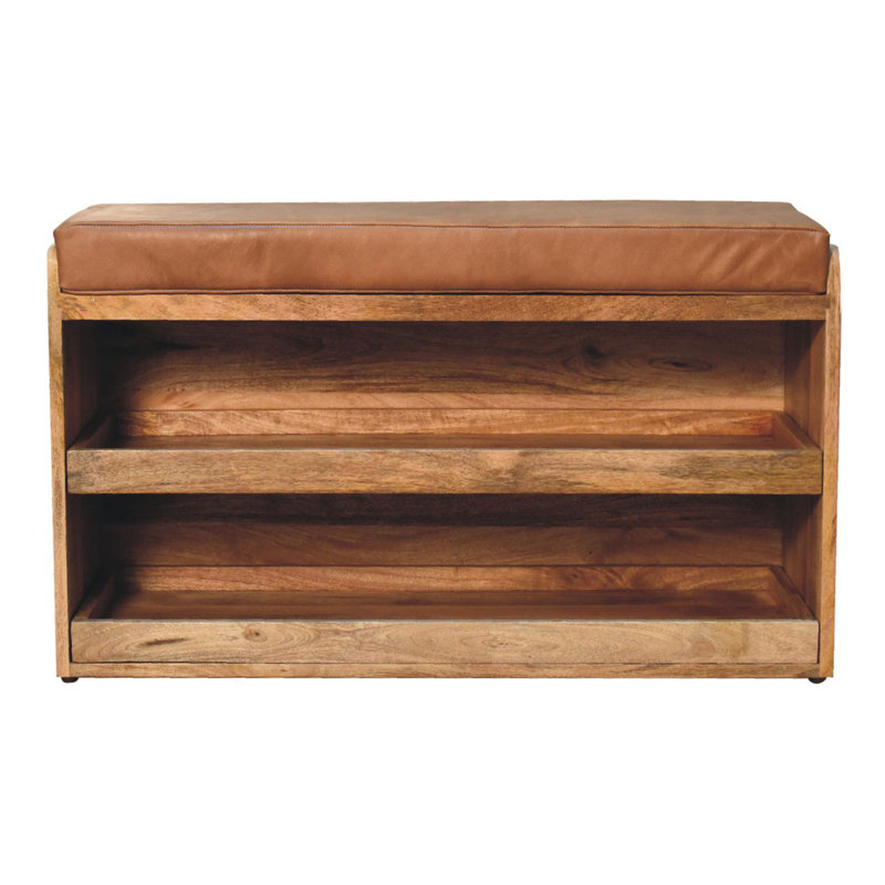 Banc de rangement escamotable en bois massif, Chêne