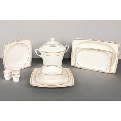 Piece Porcelain China Dinnerware Set - Service for 12
