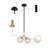 2-Light Black & Gold Globe Haning Pendant Lamp with Seeded Glass Shade