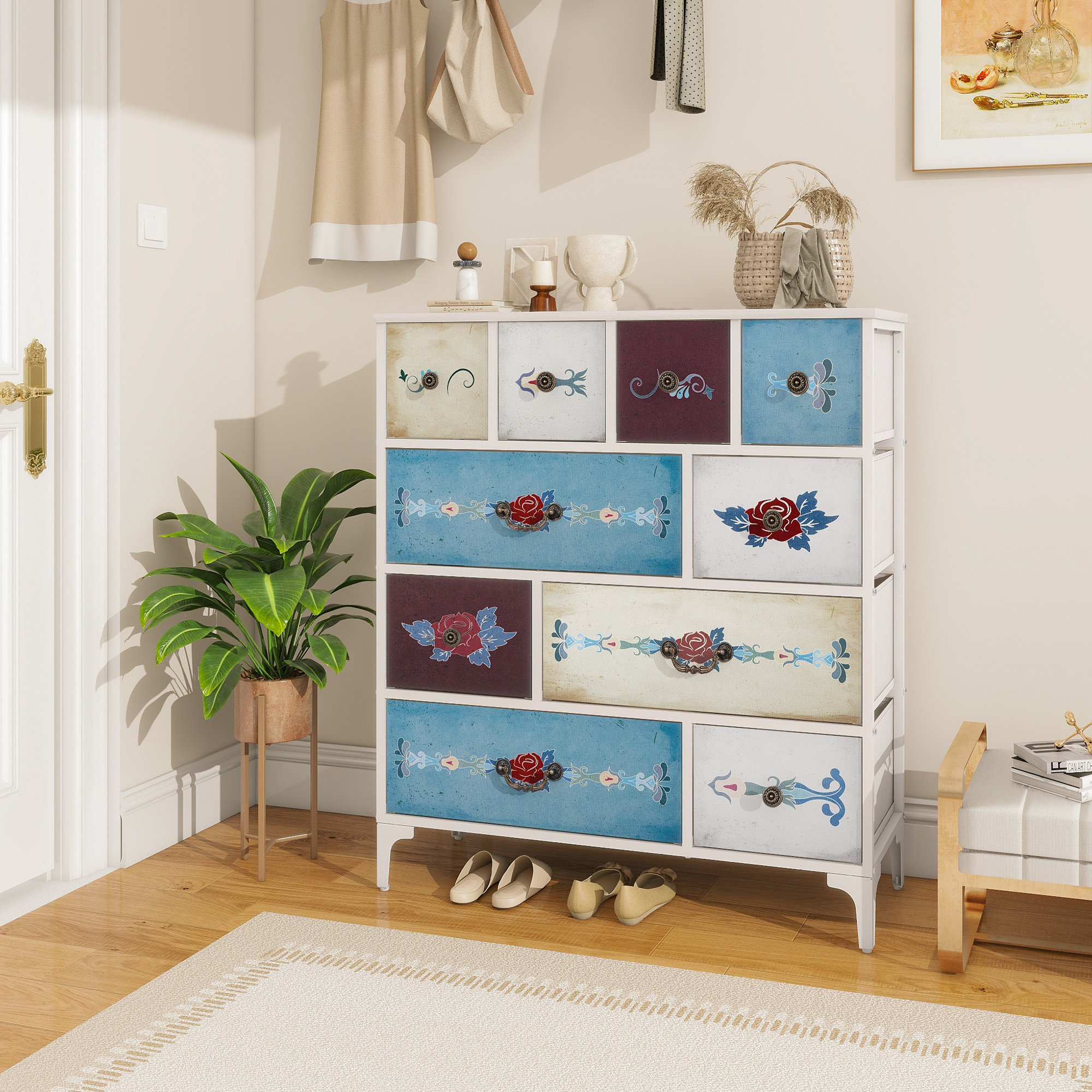 Rebrilliant 10-Drawer Storage Chest; Frosted White