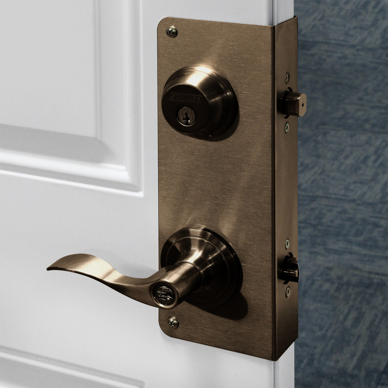 Prime-Line U 9577 Brass Lock and Door Reinforcement Plate for 1-3/4 In. Thick Doors, Antique Brass Finish (Single Pack)