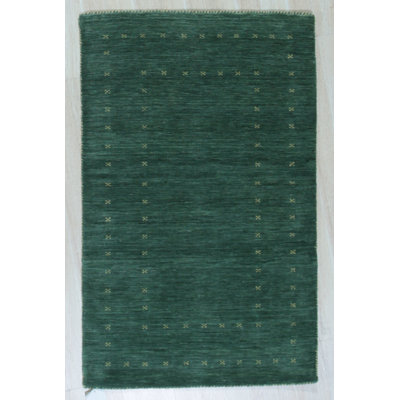 Tapis vert en laine tissé à la main Kristilyn