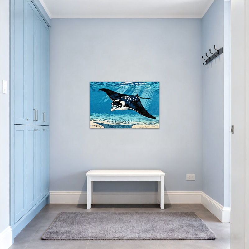 Impression de motif de nage de raies manta animaux sous l'eau, H 20 po x l 30 po