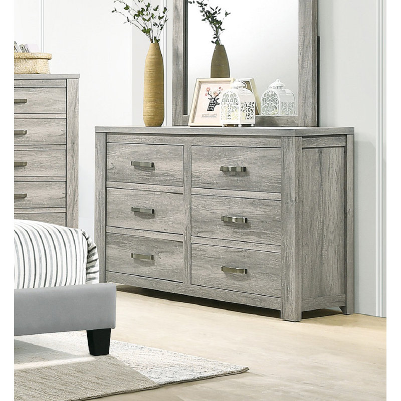 Commode 6 tiroirs en gris foncé