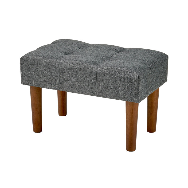 Small Foot Stool Ottoman, Linen Ottoman Foot Rest With Legs, Rectangle Upholstered Footrest For Couch, Living Room, Under Desk
