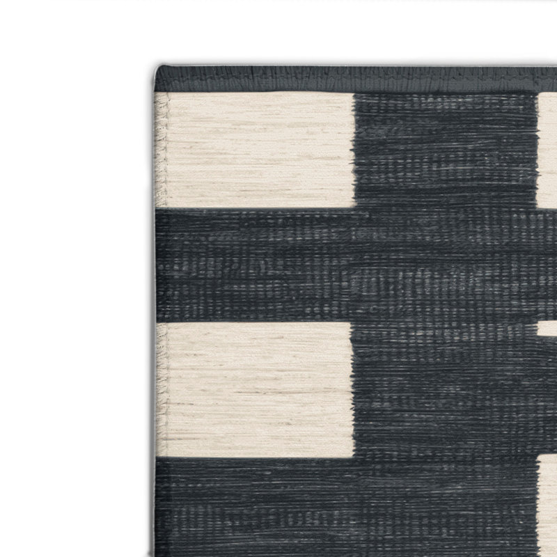 Tapis intérieur / extérieur noir à carreaux, Rectangle 4pi x 6 pi