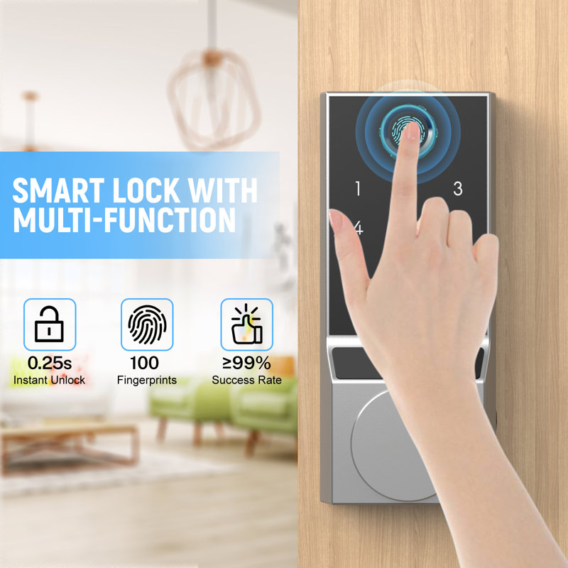 TOOLUCK Bluetooth Smart Lock with Fingerprint Door Lock IP54 Waterproof, Auto-Lock (G2-Bluetooth Ver.), Silver