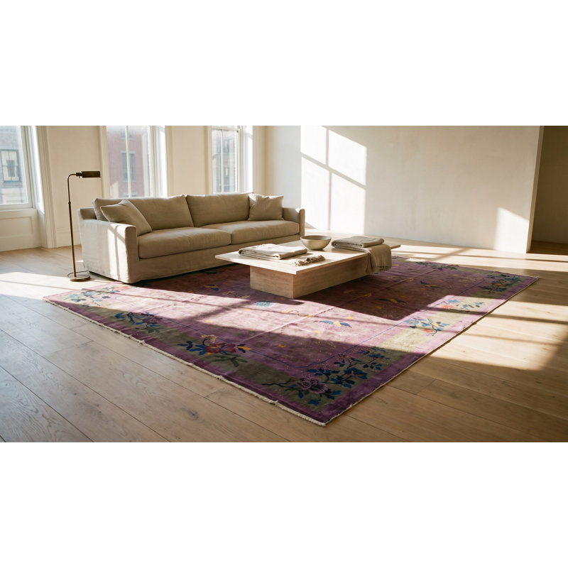 Antique Chinese - Art Deco Room Size Wool Purple Rug