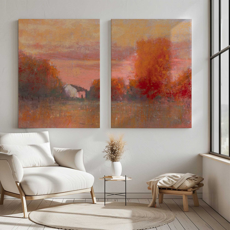 Ciel tangerine | Impression sur toile 2 panneaux, H 36 po x l 54 po