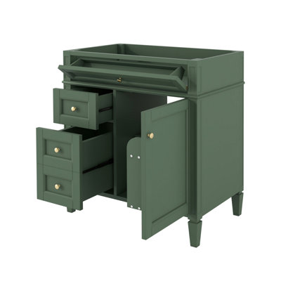 30-Inch Modern Bathroom Vanity (No Top Sink) With 2 Drawers And 1 Flip Out Drawer (Does Not Include Basin)