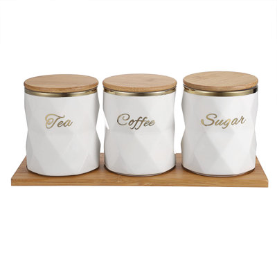 Ceramic Canisters White Tea Coffee Sugar Set White Ceramic Vintage
