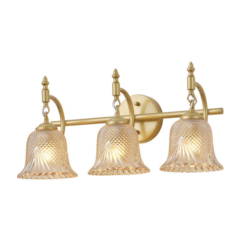 3-Lamp Gold Adjustable Glass Vanity Light