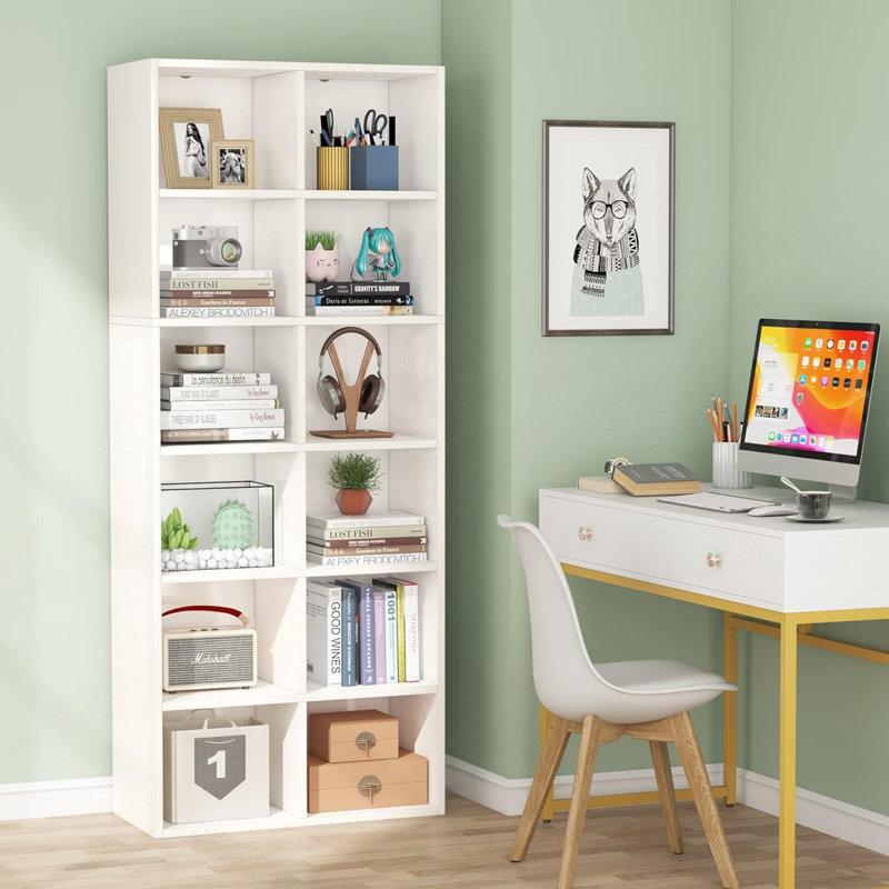 Narrow 12-Cube Modern Vertical or Horizontal Bookcase Storage