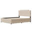 Grand lit plateforme tapissier en lin avec 2 grands tiroirs et douilles en tissu beige pour et-234695415