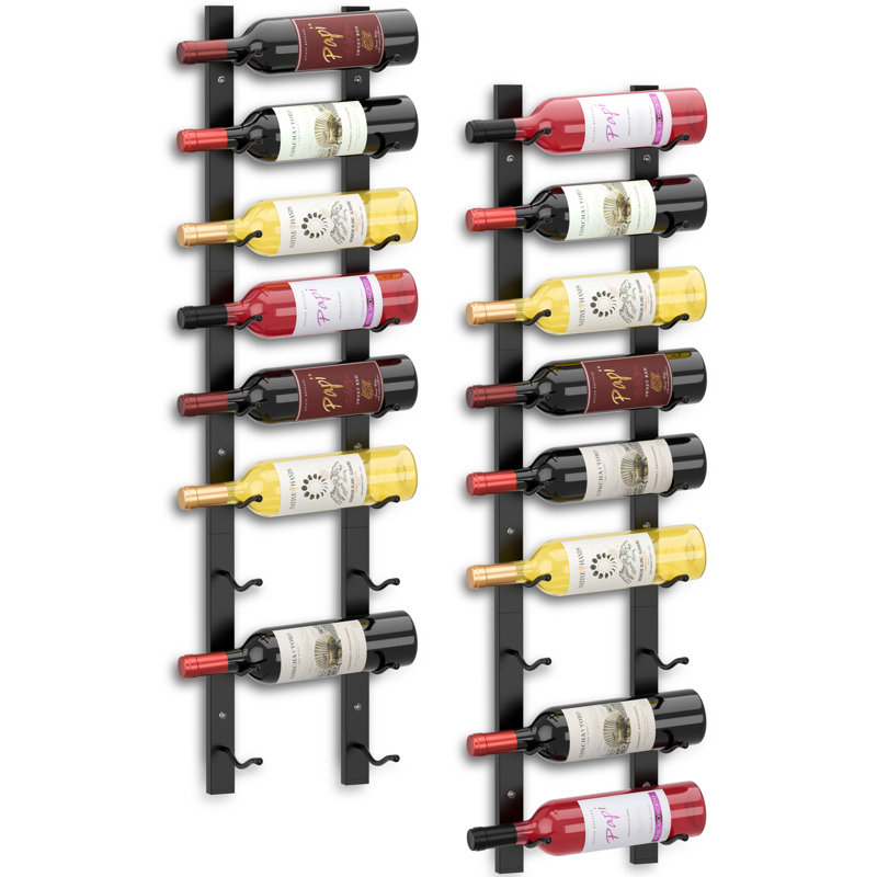 Sorbus Wall Mounted Wine Rack, 9-Bottle Single Row Display, Black, 2 Pack, 2 Pack