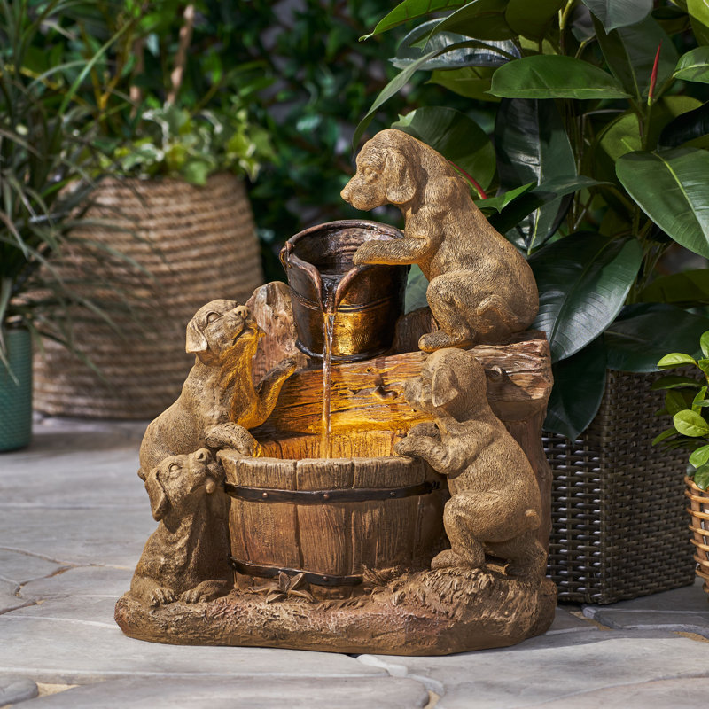 Fontaine d'extérieur résistante aux intempéries de 23 po avec fontaine artisanale traditionnelle pour le jardin