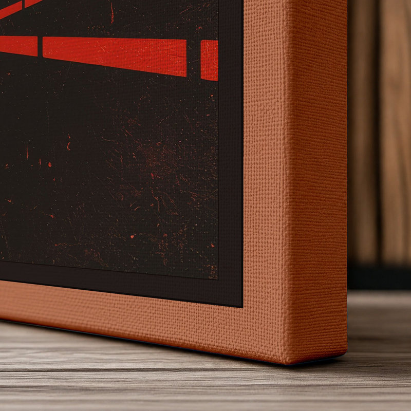 Industrial Sunset Geometric - Wrapped Canvas, 24x16 - 61.0 x 40.6 cm, Terracotta Border