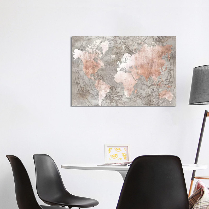 Celestial World Map by Isabelle Z - Print on Canvas, 101.6 cm H x 66.04 cm W x 1.91 cm D, No Frame