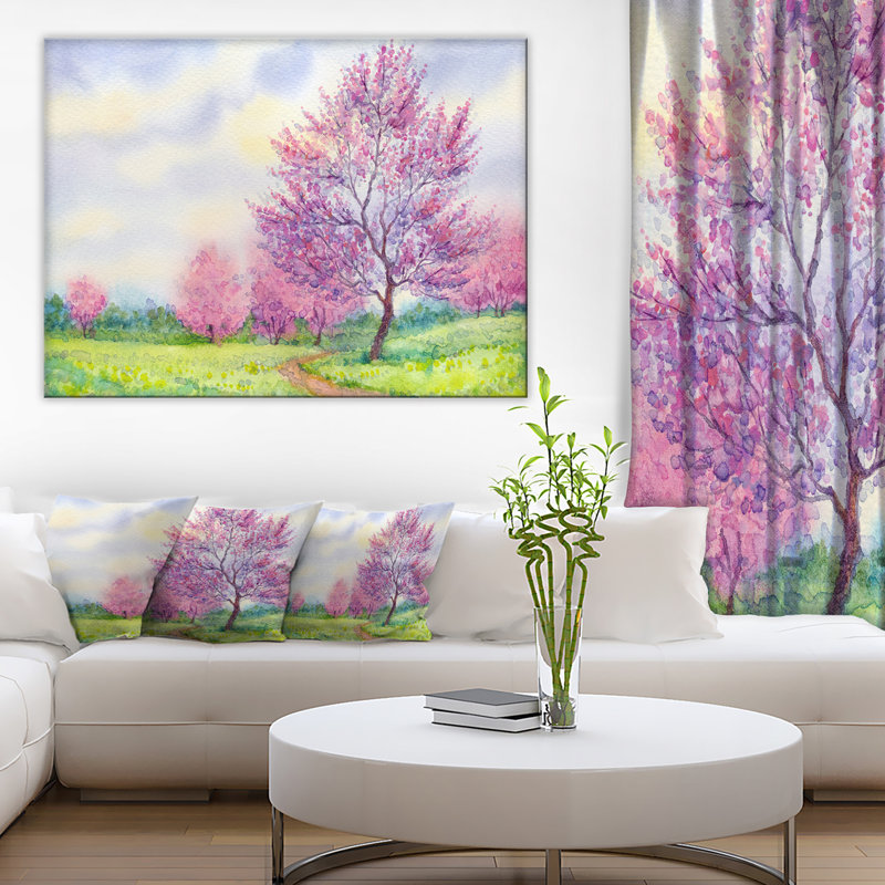 Printemps paysage floral - reproduction sur toile, H 30 po x l 40 po x P 1 po, Métal