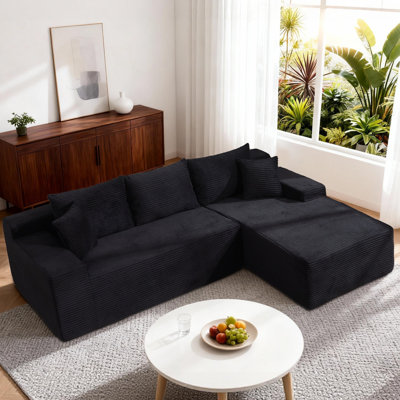 105" Cloud Sectional Couch With L Shaped Chaise,Modular Sectional Hephaestus With Deep Seat,Comfy Corduroy Boneless Couch For Living Room,High-Density Memory Foam No Assembly Required