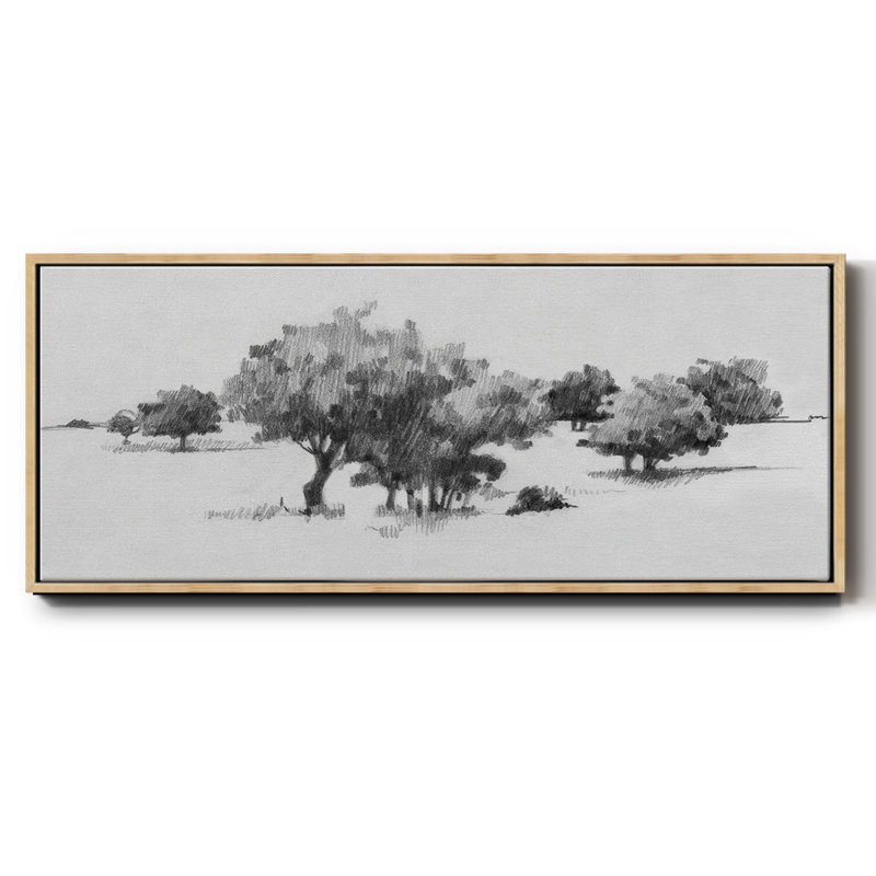 Treeline Sketch II- Framed Canvas, 8" H x 20" W