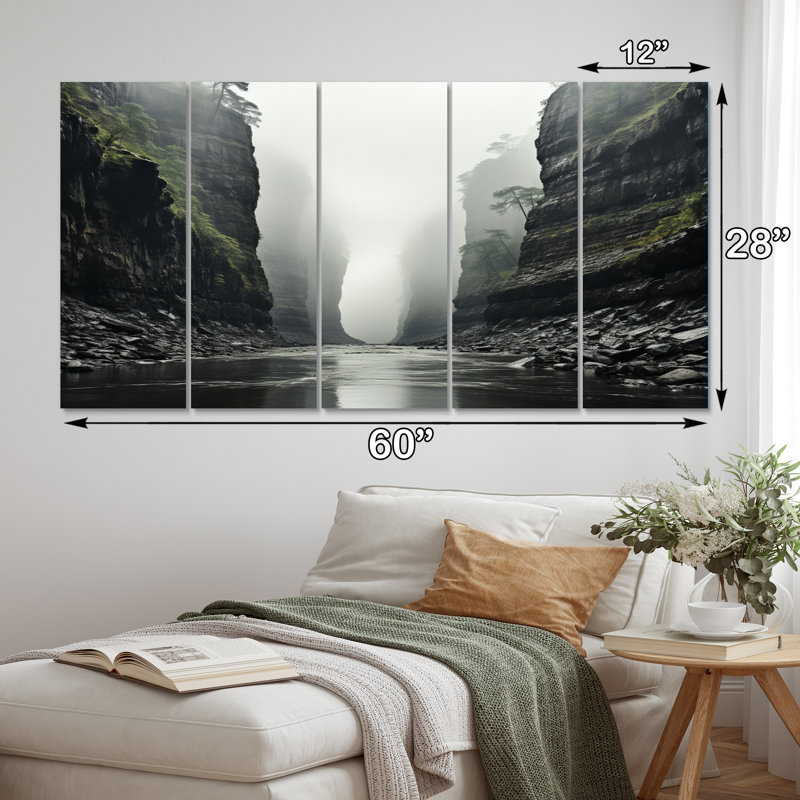 Ensemble de 5 décorations murales voilées dans le brouillard II