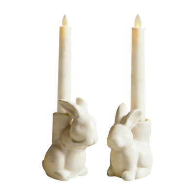 Bougie de lapin de Pâques en résine 2 pièces, décoration de Pâques, cour, jardin, sculpture de table